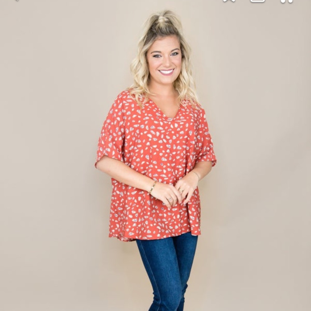 Flaunt Boutique Rust Pebble Blouse